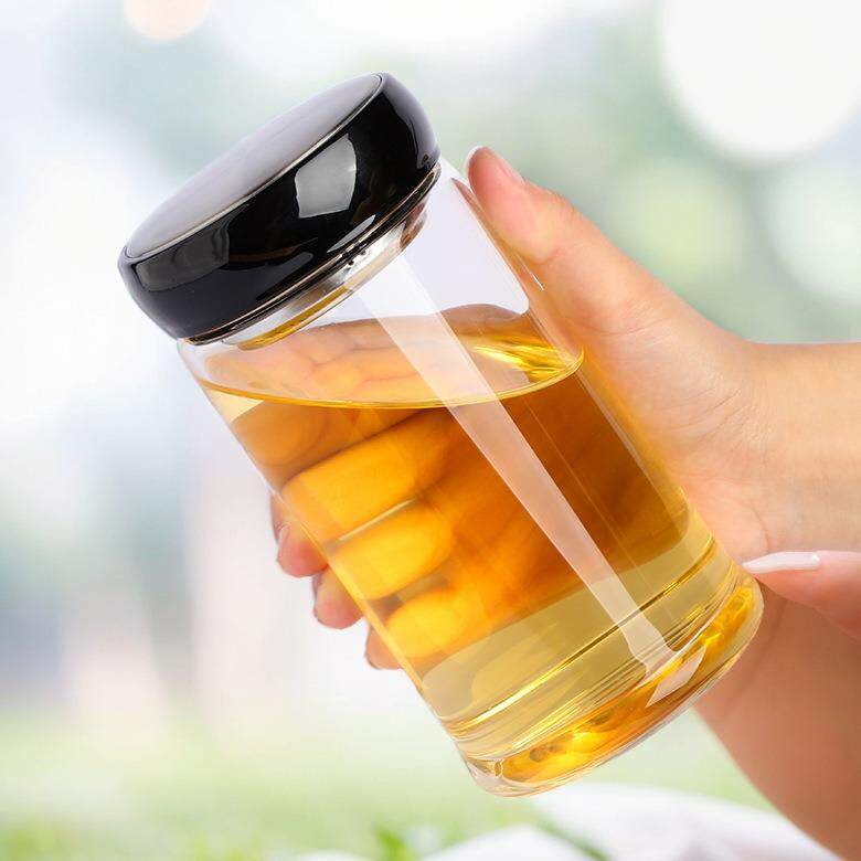 水杯玻璃杯大容量带盖过滤水瓶男士耐热泡茶杯便携女学生韩版杯子