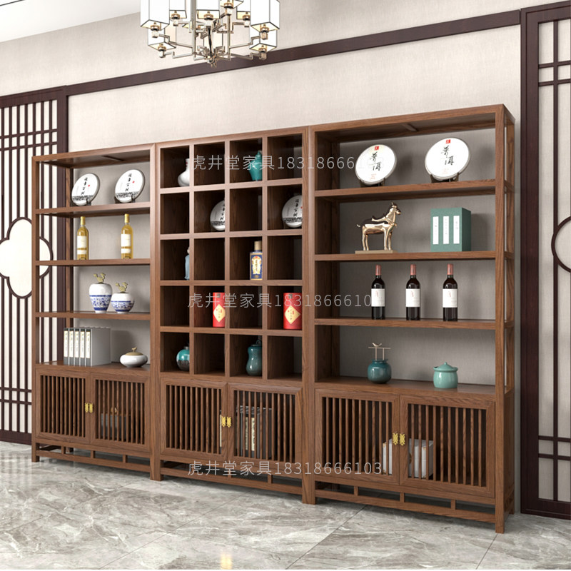物宝茶具榆木架实木置茶室柜阁多架子新茶叶家具博古架中式展示架
