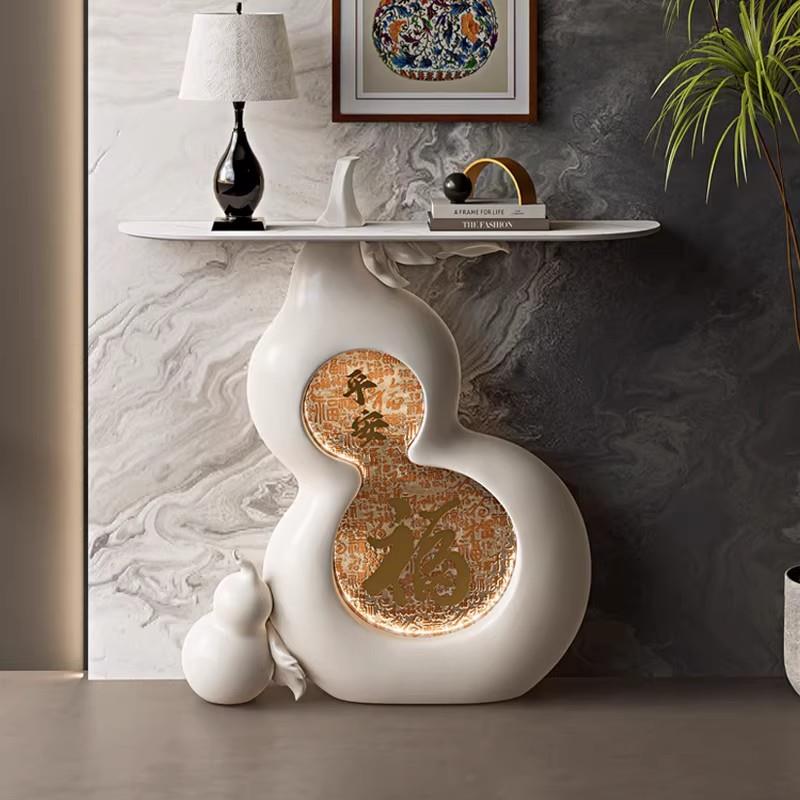 葫芦玄关桌红色艺术玄关柜门厅靠墙中式端景台实木高档设计师入户