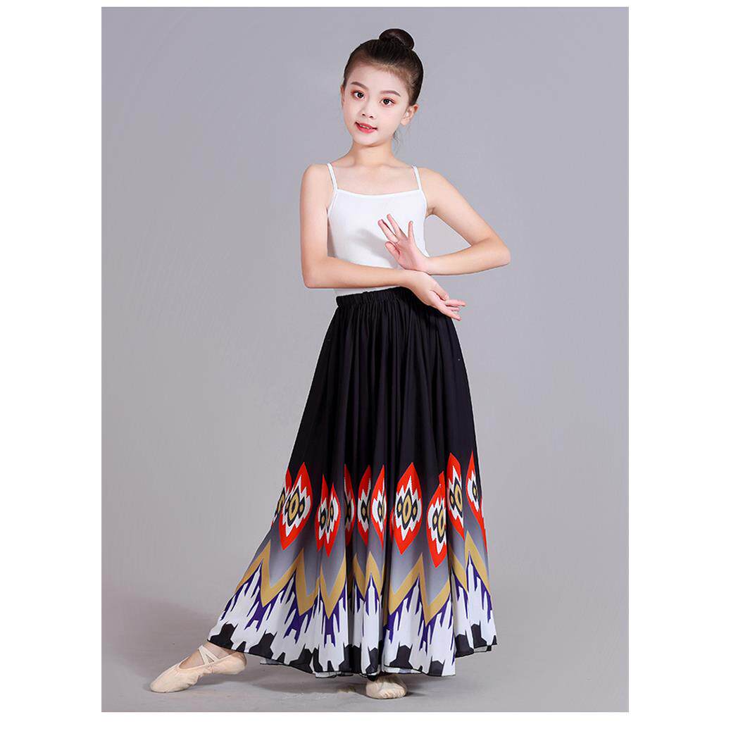 正品儿童新疆舞蹈舞大摆裙少数裙民族练功裙半身维族蹈演出服装吾