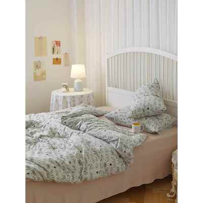 新款慕友可爱上卡通纯针棉织纯棉四件套天柱猫纯棉裸睡被套床单床