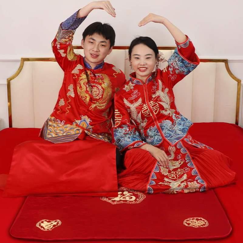 婚庆女方用品新娘大全被出嫁坐福坐福垫结婚婚礼坐垫百福福垫垫子