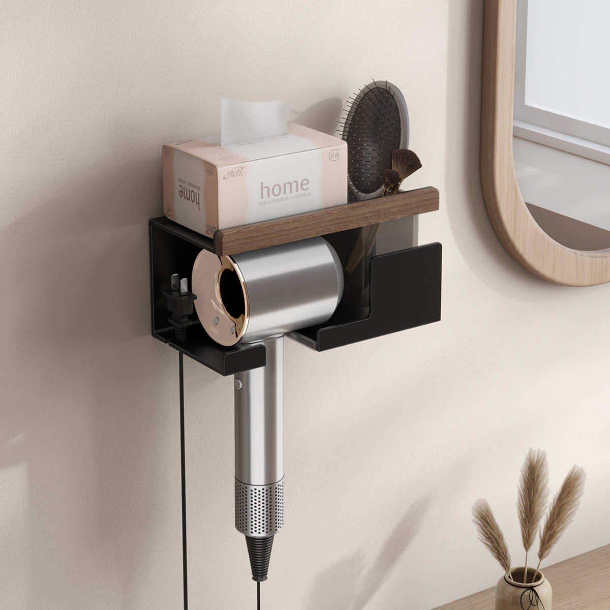 实木吹风机置物架免打孔卫生间浴室电吹风支架梳子纸巾收纳架壁挂,家庭/个人清洁工具,吹风机置物架,淘宝优惠券,粉丝福利购,淘宝优惠卷