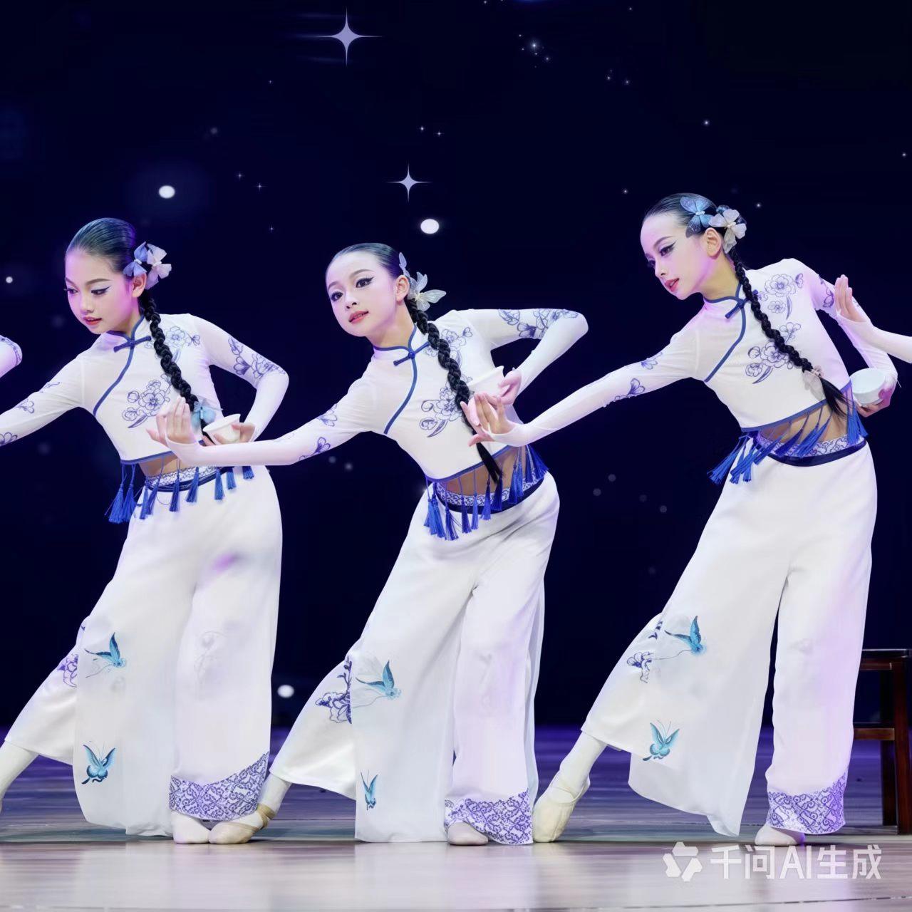 茶盏留香舞蹈服儿童古典舞成都盖碗茶演出服女子民族舞服装中国风