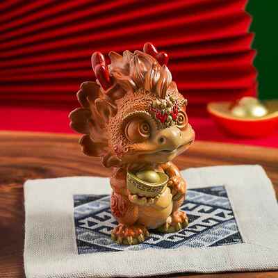 高档龙摆十肖卡通铜二工艺品生意兴隆办件公桌博古生架装饰品公司