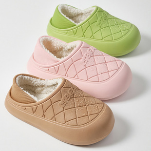 女士加绒冬天室内踩屎感保暖居家毛绒拖鞋 棉拖鞋 5元