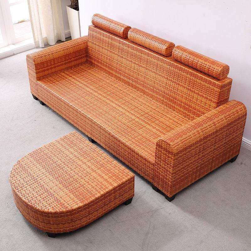 藤沙发组合小户型客厅转角藤椅沙发半圆藤编单人布艺沙发全套