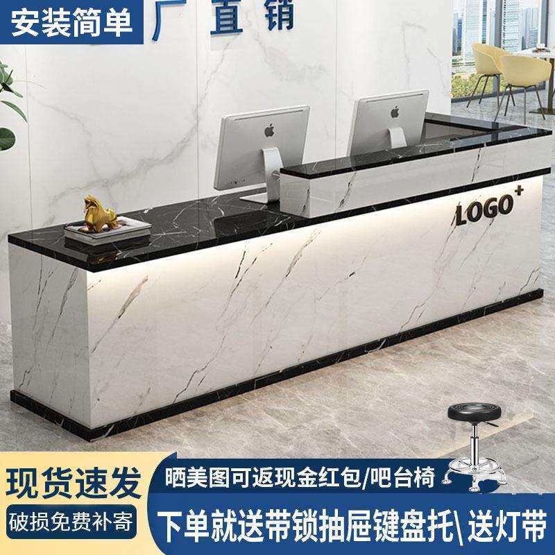 吧台收银台前台接待台招待前台柜台服务台简约现代商业吧台可 - 实物图