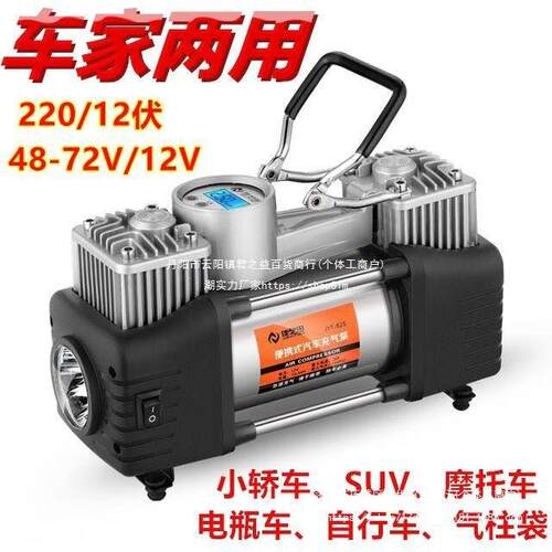 220V家两用车载充气泵轮胎12V双缸便携式小汽车高压多功能打气泵