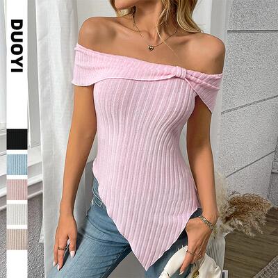 Women's slanted shoulder T-shirt 女士斜肩上衣t恤