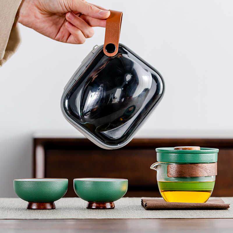 Claska Do 功夫茶具一壶二杯玻璃旅行茶具户外快客杯可携式茶具