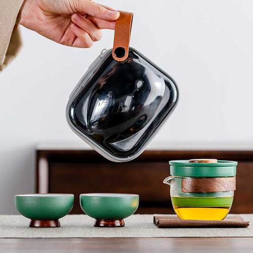 Claska Do 功夫茶具一壶二杯玻璃旅行茶具户外快客杯可携式茶具