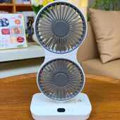 双头摇头小风扇便携式 风扇学生小型宿舍 办公室桌面轻音USB充电款