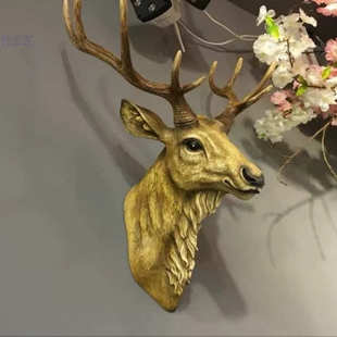 招财鹿头装饰品北欧风格墙面动物头壁挂电视墙饰客厅背景卧室