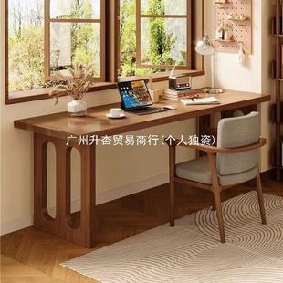 电脑桌床边长条学习写字桌卧室办公桌工 C窓1家用实木双人书桌台式