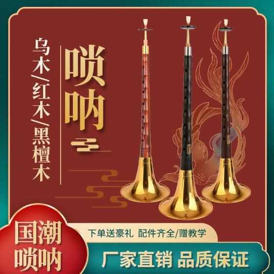 新疆西藏包邮演奏乌木黑檀木唢呐乐器全套初学者专业入门d调D调民