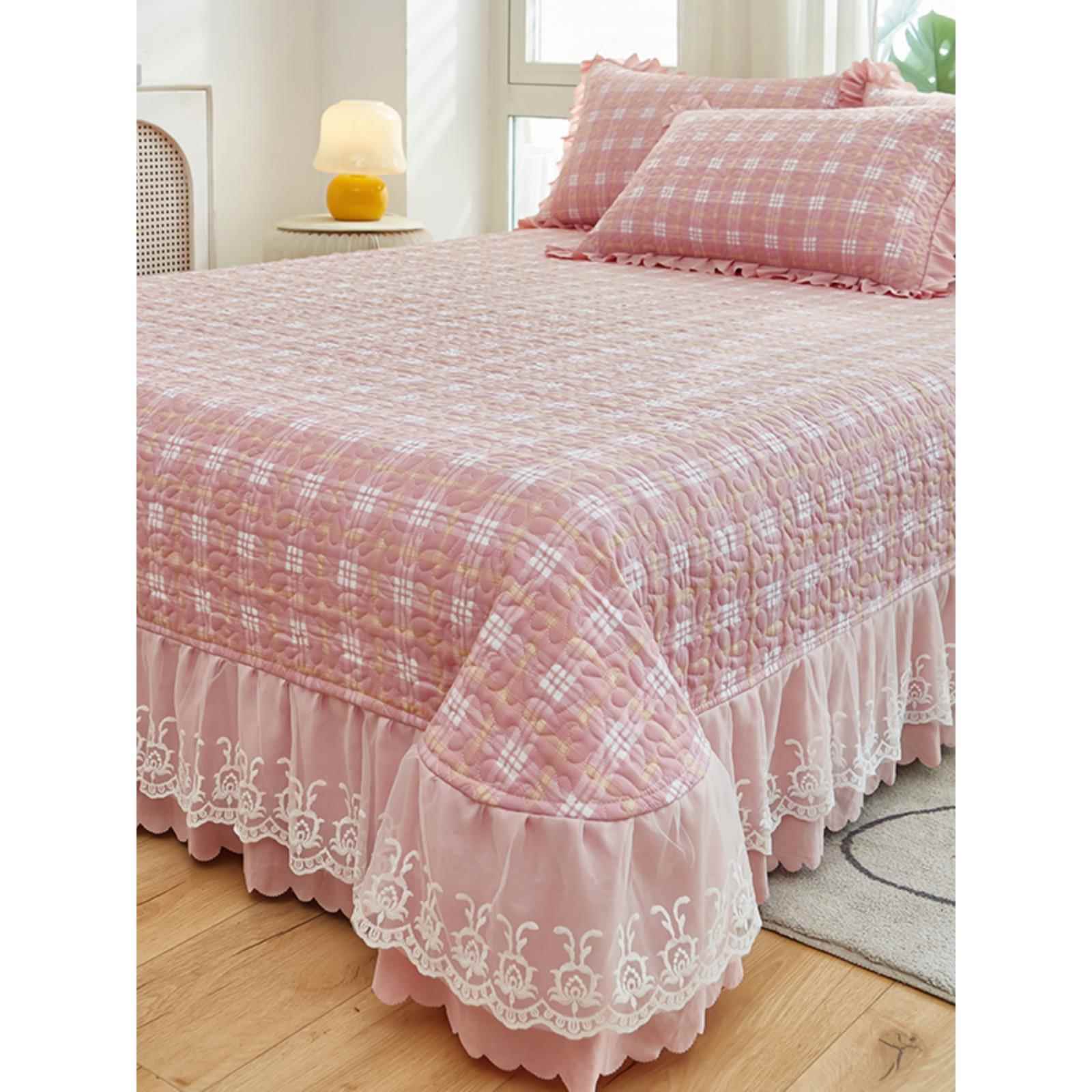 棉麻床盖单件夹棉床裙床罩绗缝双人床单榻榻米三件套炕单四季通用