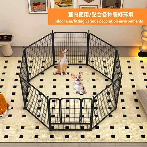 宠物围栏多片组合狗狗插杆围栏大中小型犬室内隔离栏铁丝黑色