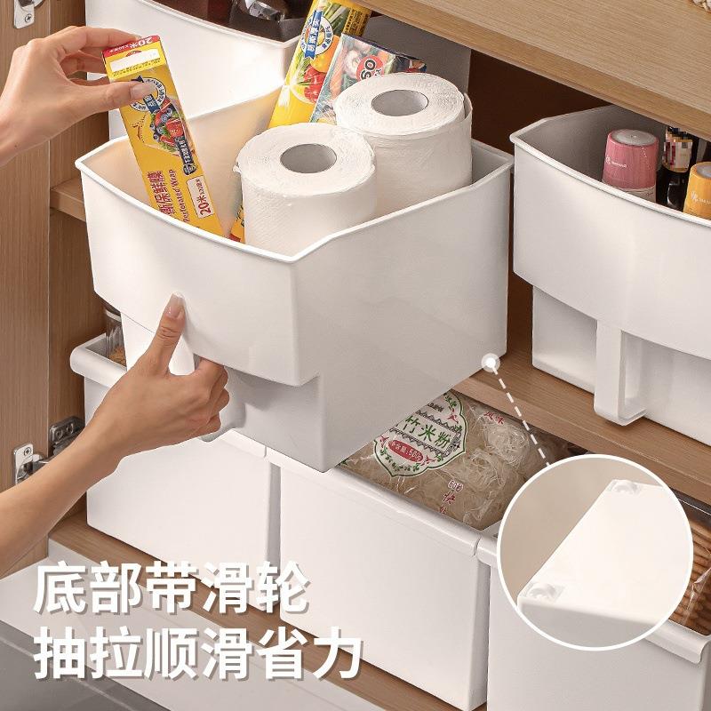橱柜收纳盒带把手厨房高处吊柜整理盒