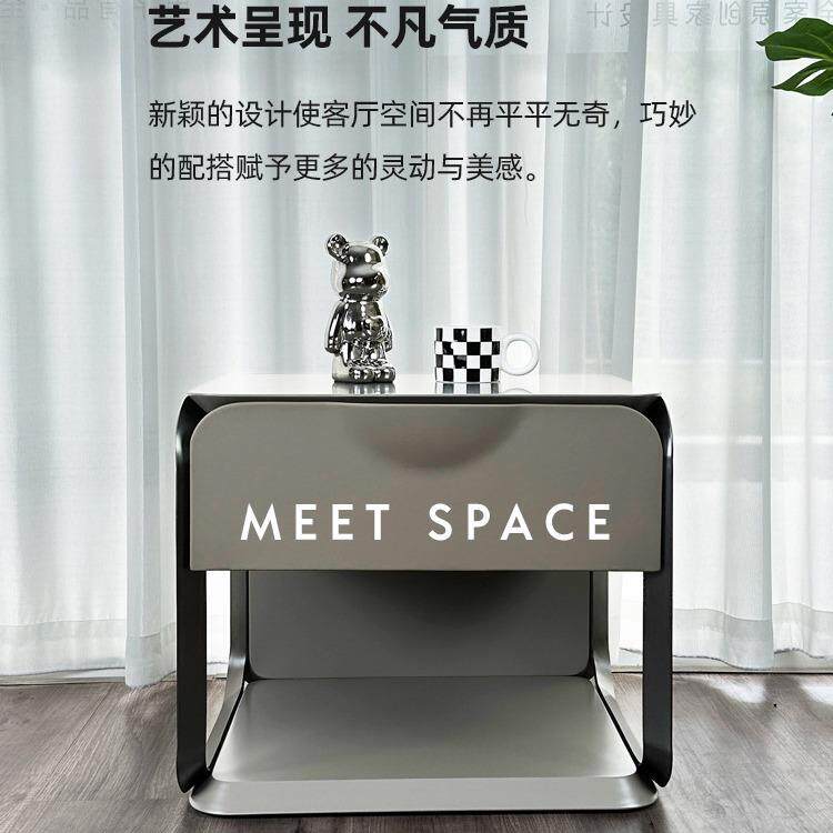 意式床头柜高定烤漆实木柜卧室床边柜极简床边储物柜高端设计师款