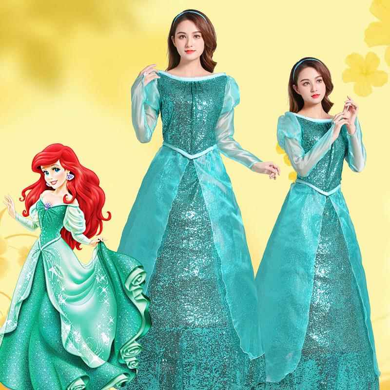 美人鱼爱丽儿公主裙冰雪奇缘白雪灰姑娘贝尔睡美人大人礼服演出服