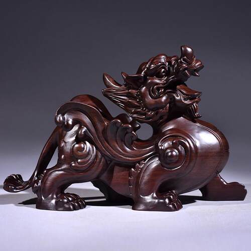 黑檀木雕一对大号貔貅摆件实木客厅玄关店铺开业乔迁工艺礼品摆饰