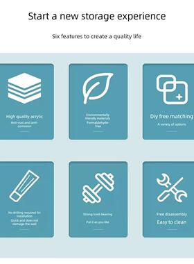 免打孔亚克力洞洞板适宜工具挂板墙板家用厨房电竞黑色配件置物架