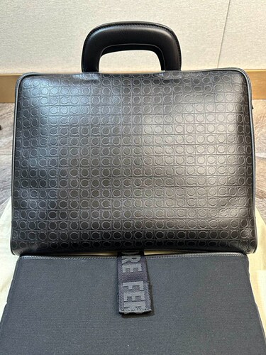 98新 Ferragamo菲拉格慕黑色牛皮公文包手提男包原价15000奢侈品