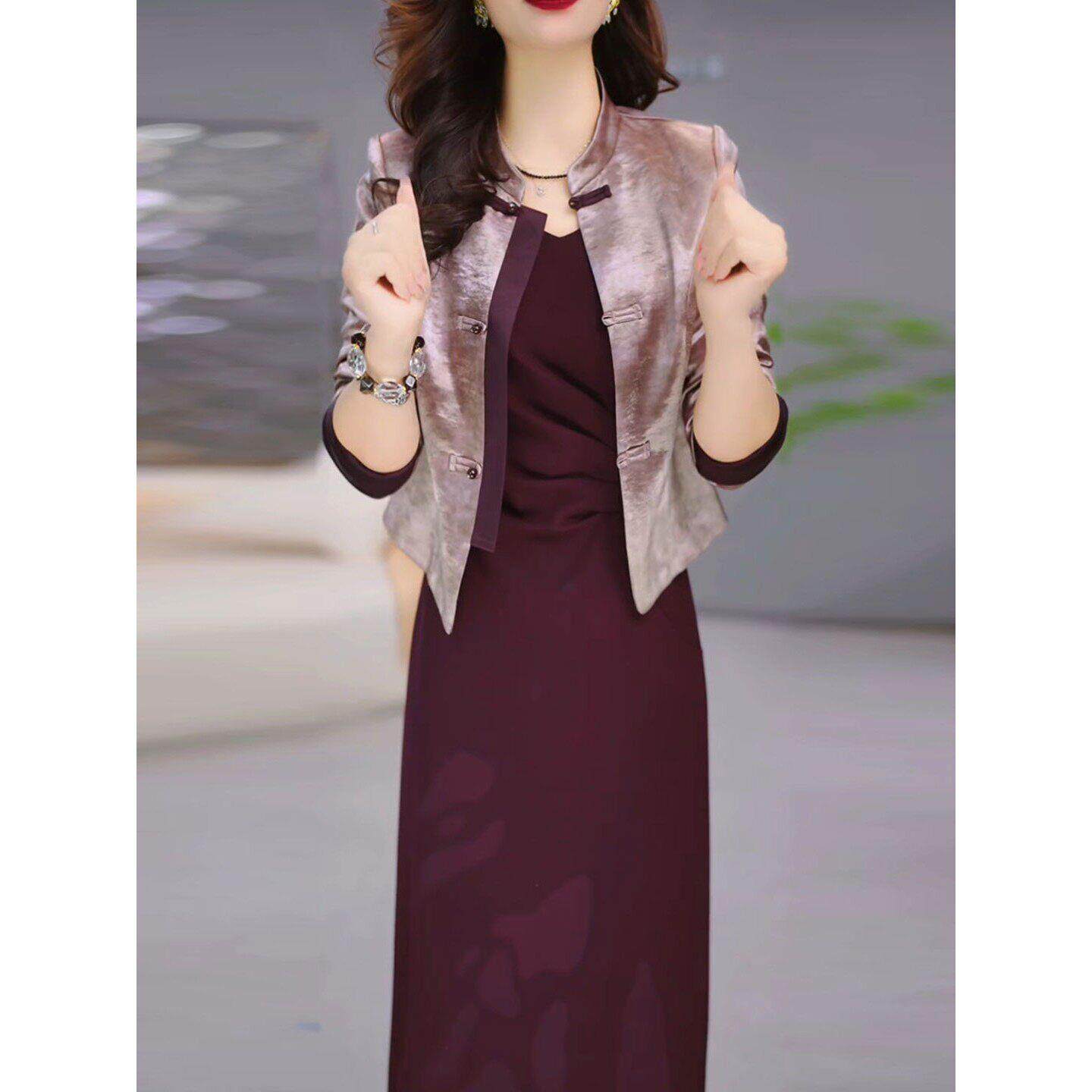 Capacity Kiss新中式套装连衣裙女春秋爆款喜婆婆婚宴礼服两件套