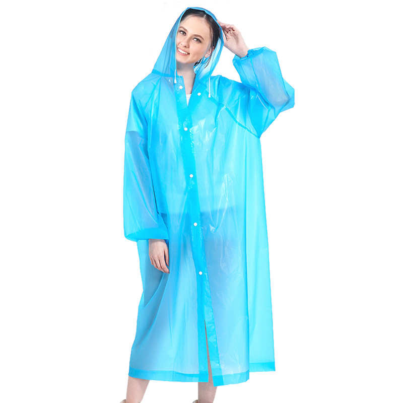 YL225半透明EVA磨砂时尚非一次性长款带帽加厚户外便携式雨衣雨披