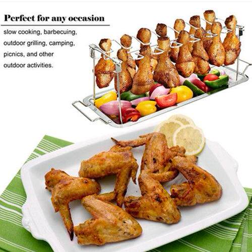 Chicken Leg Wing Rack Metal Roaster Stand Smoker Grill
