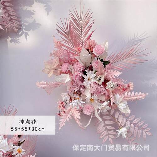 新款直销新款婚庆地排花仿真花绢花成品装饰尤加利花排T台路引婚