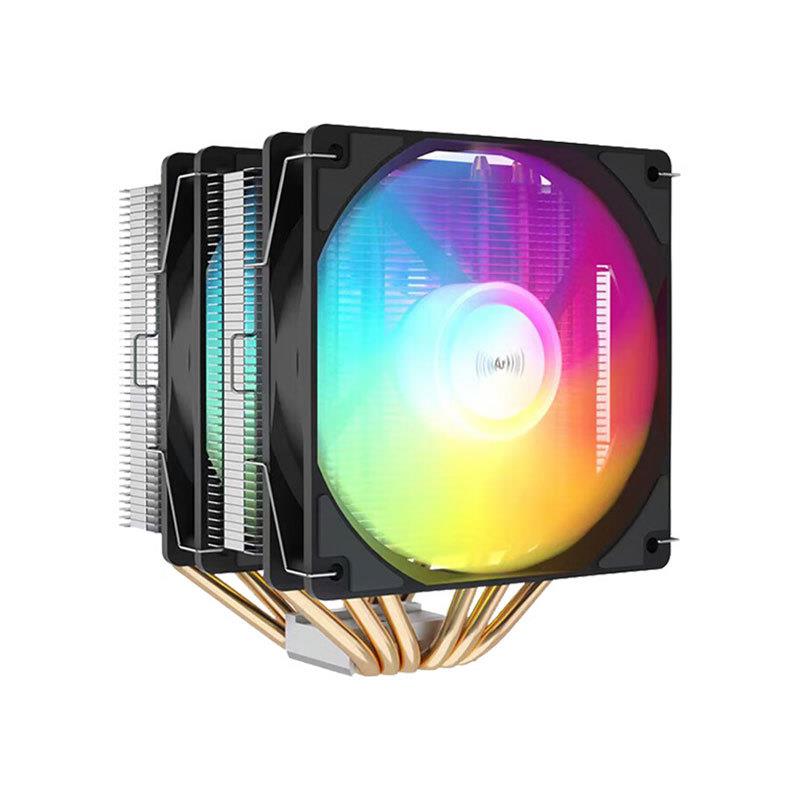 雅浚E6V3 CPU风冷散热器6热管双塔式风扇12CM炫彩灯效E6V2/E6PULS