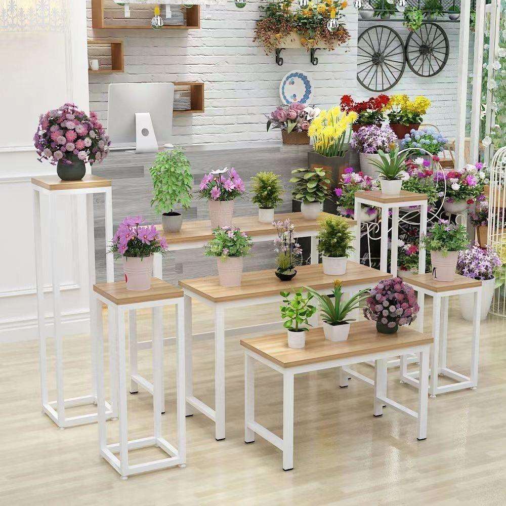 铁艺花架花店中岛花束小桌子鲜花流水展示架高低落地橱窗花盆展T&