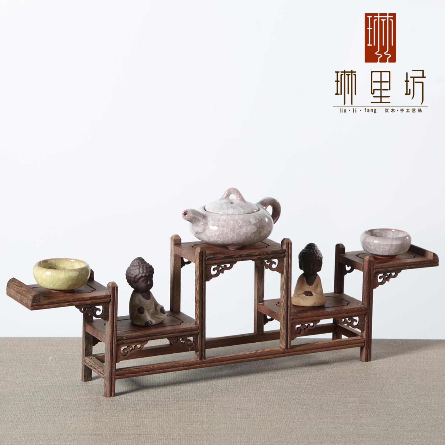 红木小件木制品文玩艺术品展示架办公家居工艺品摆件鸡翅木博古架