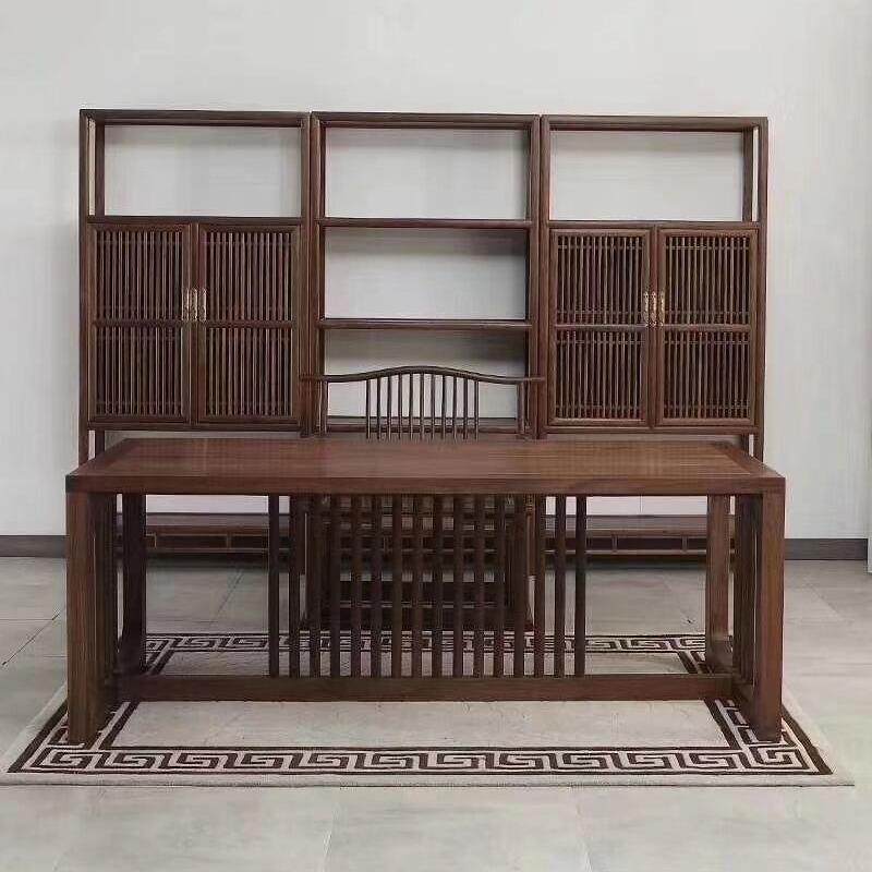 新中式茶桌椅组合 老榆木实木家具 家用办公禅意仿古茶楼茶室茶台