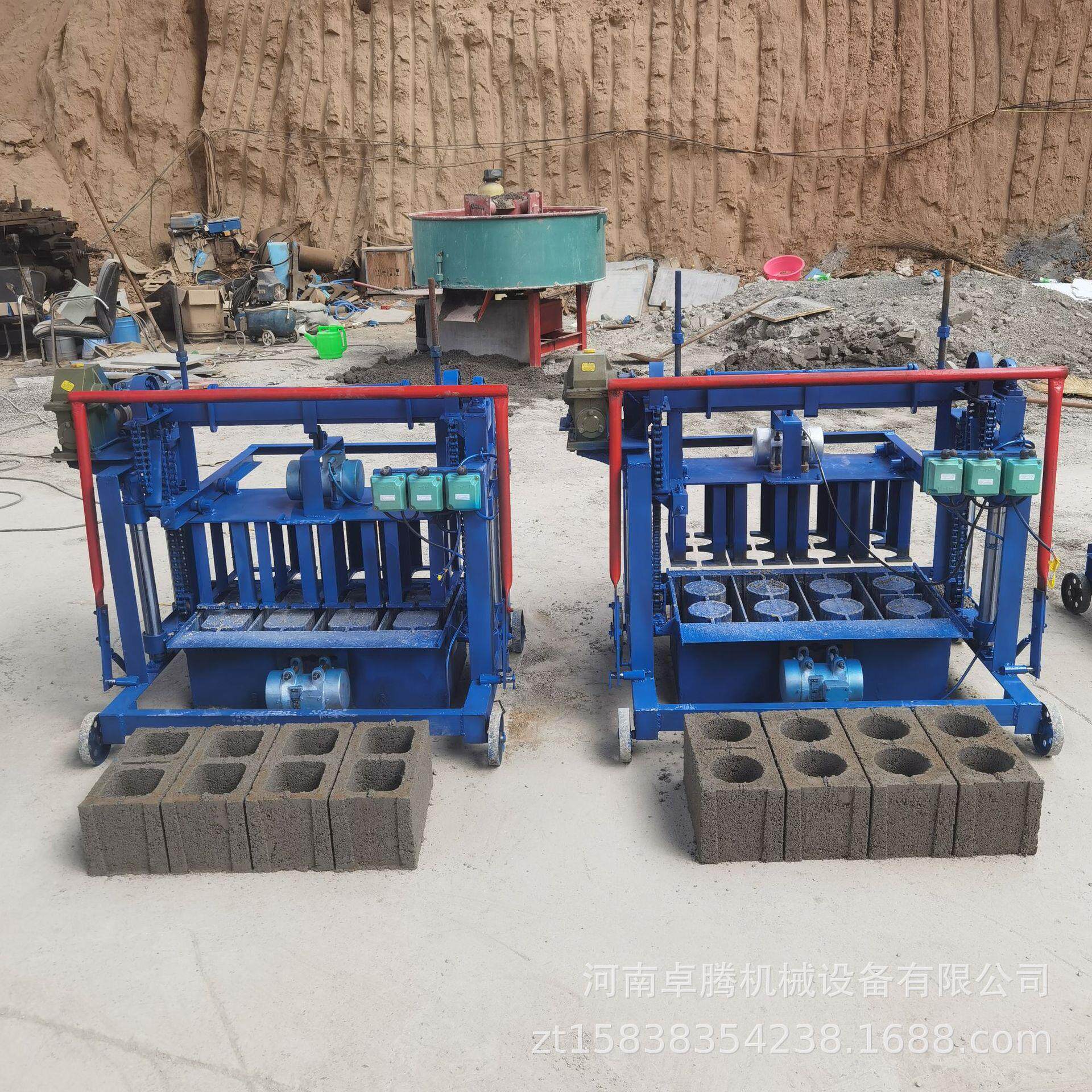 小型垫块水泥面包制砖机空心标砖移动免烧砖半自动压砖机砖机模具