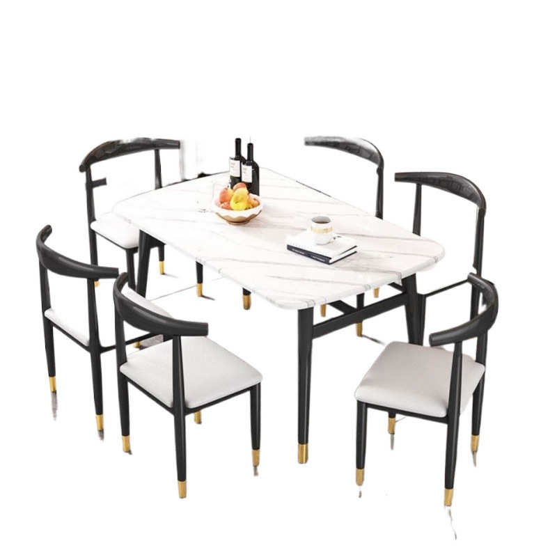 仿饭桌椅桌椅餐桌轻餐现代奢餐桌简约家用组合台大理石出租屋加厚