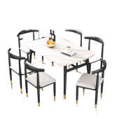 仿饭桌椅桌椅餐桌轻餐现代奢餐桌简约家用组合台大理石出租屋加厚