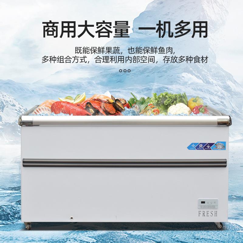 式冷冻柜超市大容量欧式深体岛柜铜管制XBE卧冷璃岛门柜雪糕玻柜