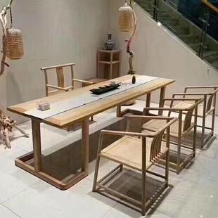 白木禅意功夫茶台蜡公接CZ10待洽谈茶 议办三米会长桌办公桌新中式