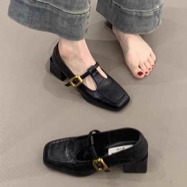 方头乐福鞋单鞋女2026秋季新款小香风百搭通勤粗跟增高小皮鞋定制,女鞋,浅口单鞋,淘宝优惠券,粉丝福利购,淘宝优惠卷