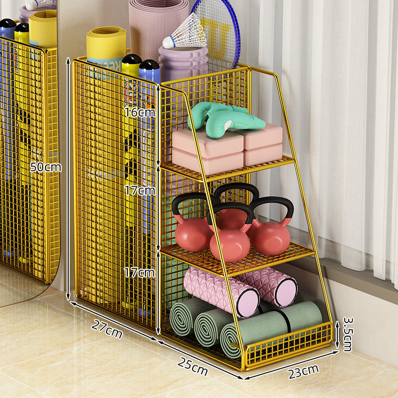 瑜伽收纳筐健身器材收纳架家用篮球哑铃收纳篮羽毛球拍夹缝置物架,收纳整理,书桌收纳置物架,淘宝优惠券,粉丝福利购,淘宝优惠卷