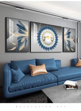 舞动人生客厅装饰画现代简约抽象艺术壁画橙色轻奢挂画创意三联画