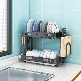 免安装可折叠碗架厨房置物架免打孔壁挂式放晾碗碟筷沥水盒收纳架