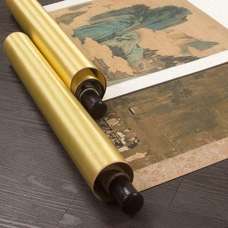 仿古字画卷轴画竖版听琴图入户玄关书房茶室民宿挂画新中式装饰画