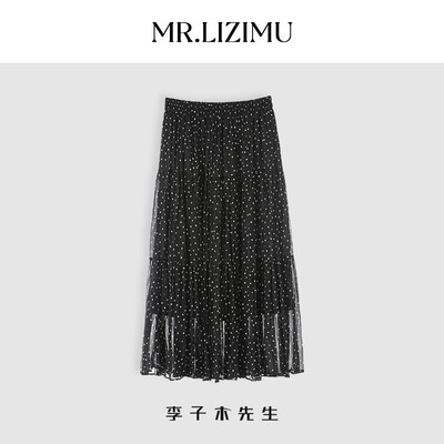 李子木2025新款波点半身裙女夏a字裙梨型身材遮胯显瘦高腰中长裙