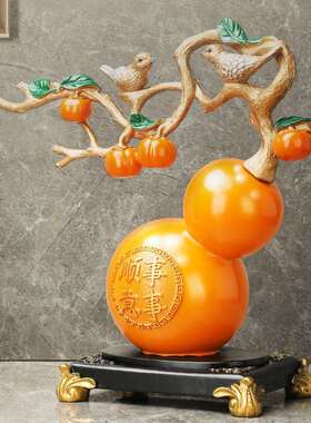 2026事事如意摆件新中式招财葫芦办公室摆设家居树脂工艺品厂家