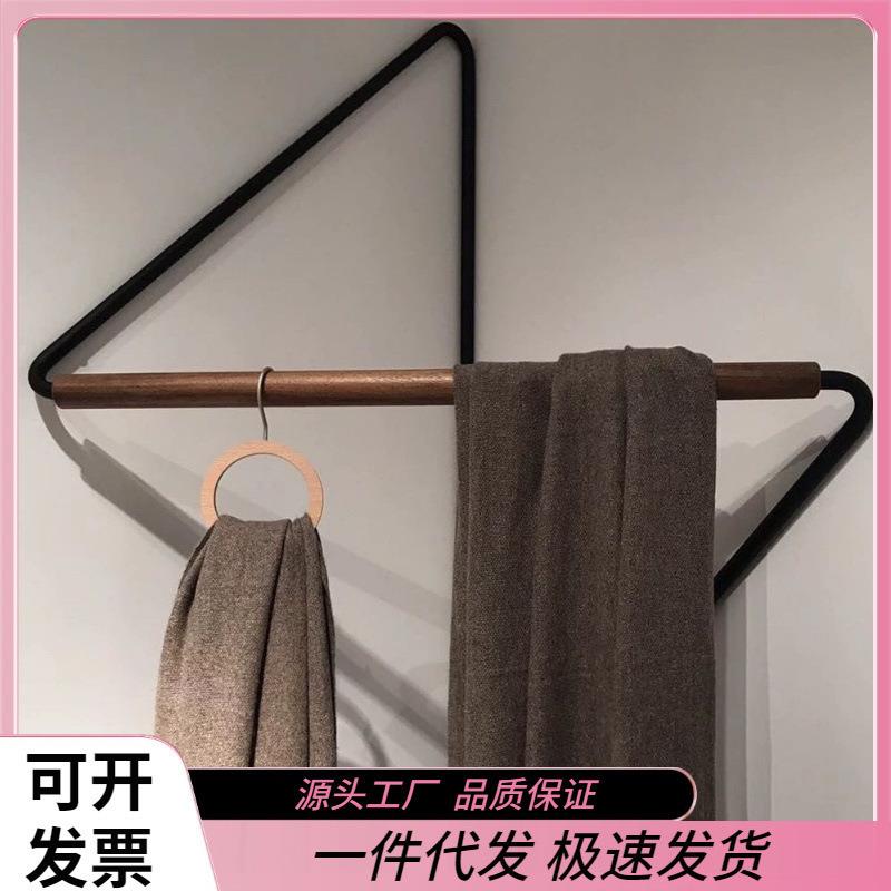 设计墙角挂衣架铁艺木质衣帽架创意现代简约装饰拐角壁挂衣架