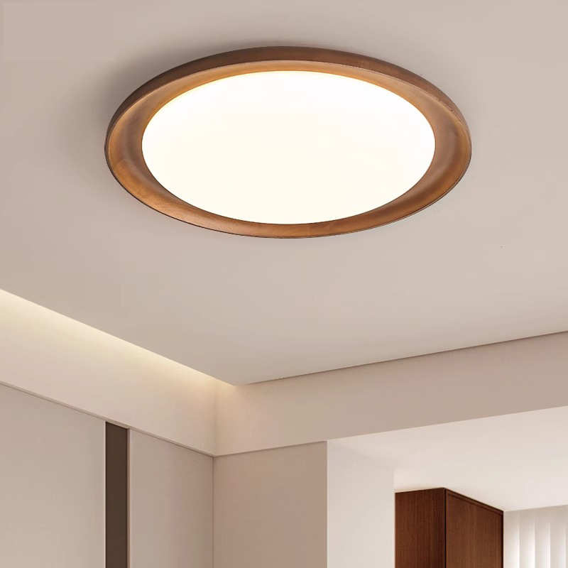 新中式卧室吸顶灯日式中古风家用主卧灯设计师灯具胡桃木色书房灯